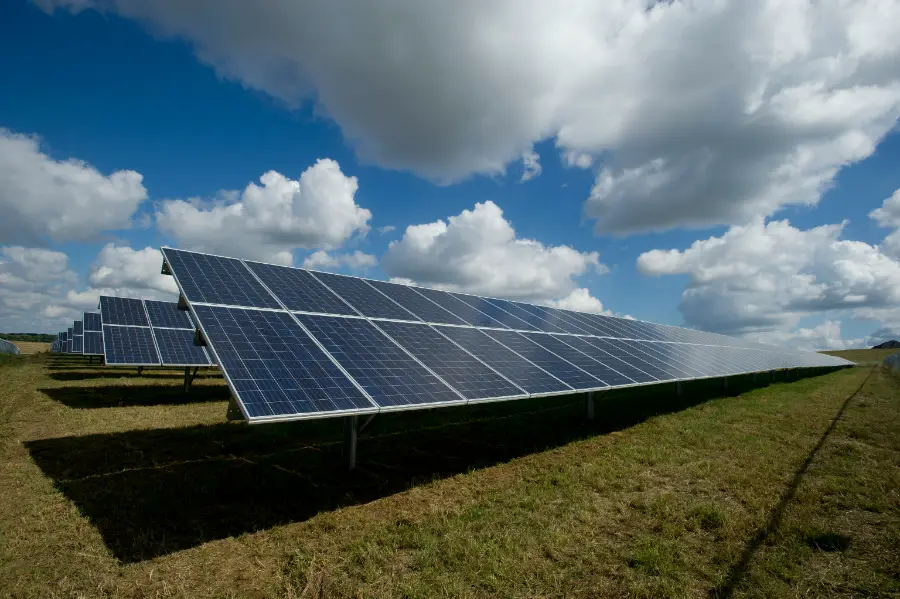 Paneles solares bajo un cielo despejado